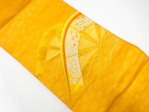 片輪車に菊・梅模様織り出し　名古屋帯
